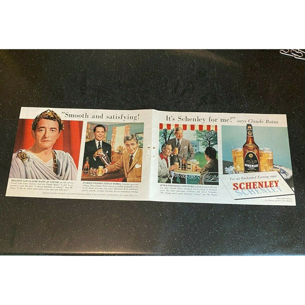 Schenley Blended Whiskey 1951 Claude Rains Vintage Magazine Print Ad