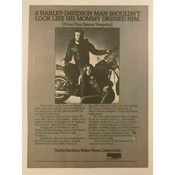 Harley Davidson Cycle Champ Leather Jacket Motorcycle Vintage Magazine Print Ad