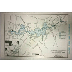 Caesar Creek Lake Fishing Map Ohio Vintage 1994 Warren Clinton Greene County
