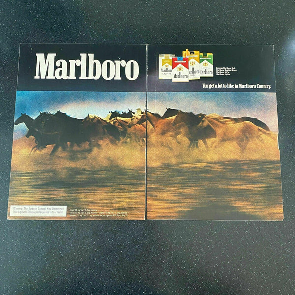 Marlboro Cigarettes Horses Running Vintage Magazine Print Ad
