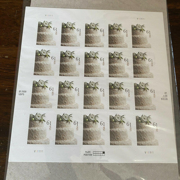 Wedding Cake Sheet of 20 U.S. 61 cent Stamps Scott #4398 MNH Sealed New