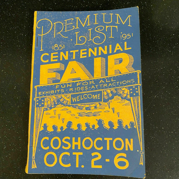 Premium List Centennial Fair Coshocton Ohio Booklet Vintage 1951 Program