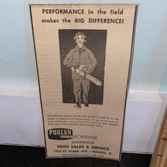 Poulan Chain Saws 1960 newspaper ad Huss Sales Service Toledo Ohio