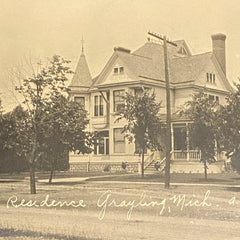 Grayling Michigan residence RPPC home Real Photo Postcard 1900s Vintage