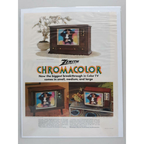 1970 Zenith Chromacolor Television Console Boyden Palma Vtg Magazine Print Ad