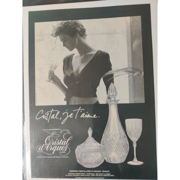 Cristal d' Arques Verrerie Lead Crystal Decanter 1990 Vintage Magazine Print Ad