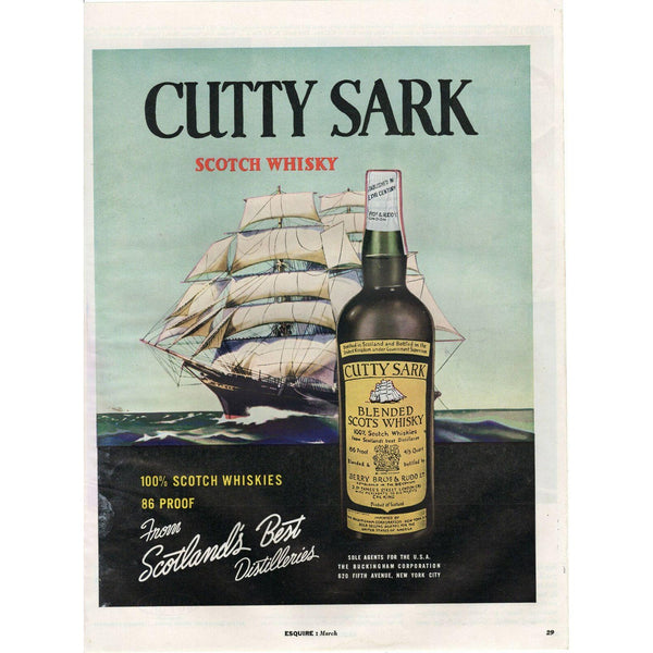 1957 buckingham cutty sark scots scotch whisky bottle ship Vtg Magazine Print Ad