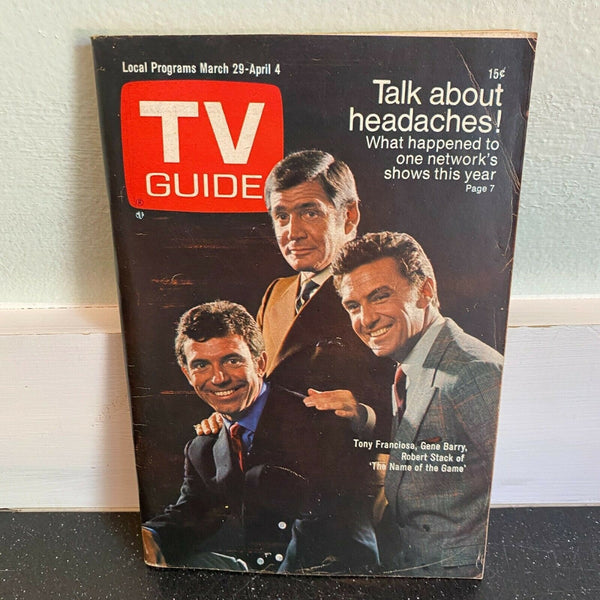 TV Guide March 29 1969 Name of the Game Robert Stark Gene Barry Tony Franciosa