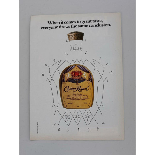 1982 Crown Royal Canadian Whisky Whiskey Connect the Dots Vtg Magazine Print Ad