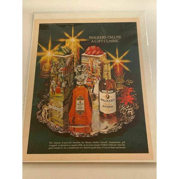 1971 Walker's DeLuxe Bourbon Whiskey Christmas Vintage Magazine Print Ad
