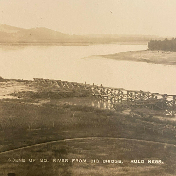 Missouri River from Big Bridge Postcard Rulo Nebraska Vintage 1900s RPPC