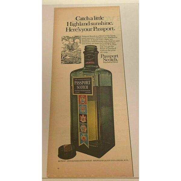 Passport Scotch Whisky Highland Sunshine Vintage Magazine Print Ad